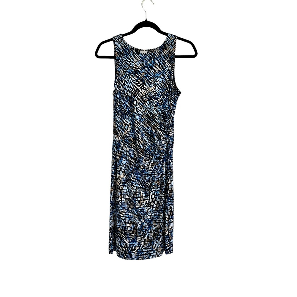 Nic+Zoe sleeveless faux wrap dress, blue print, Size S